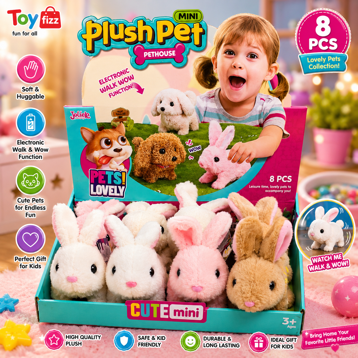 Musical Plush Rabbit Toy - Assorted Colors - Ages 3+