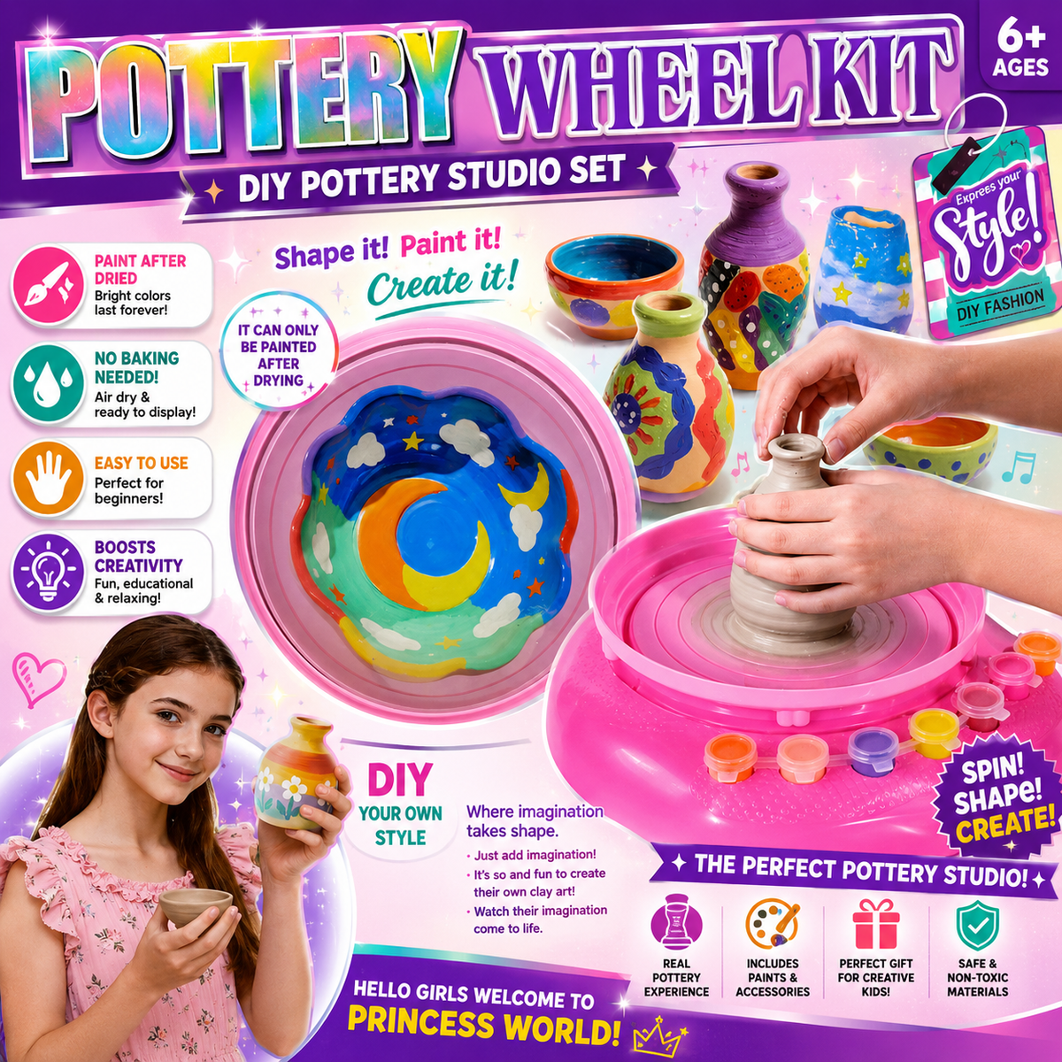 Musical Pottery Wheel Activity Set - Ages 3+