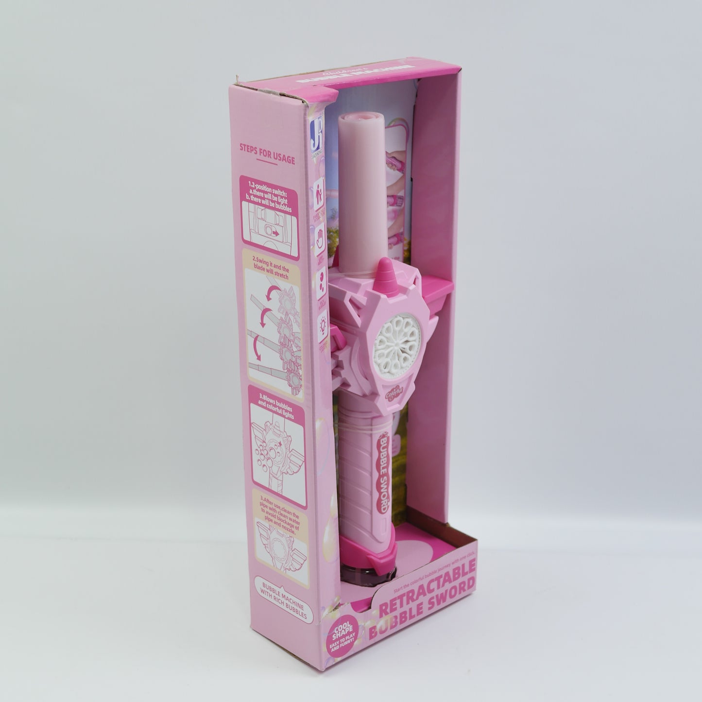 Musical Retractable Bubble Sword - Pink - for Kids