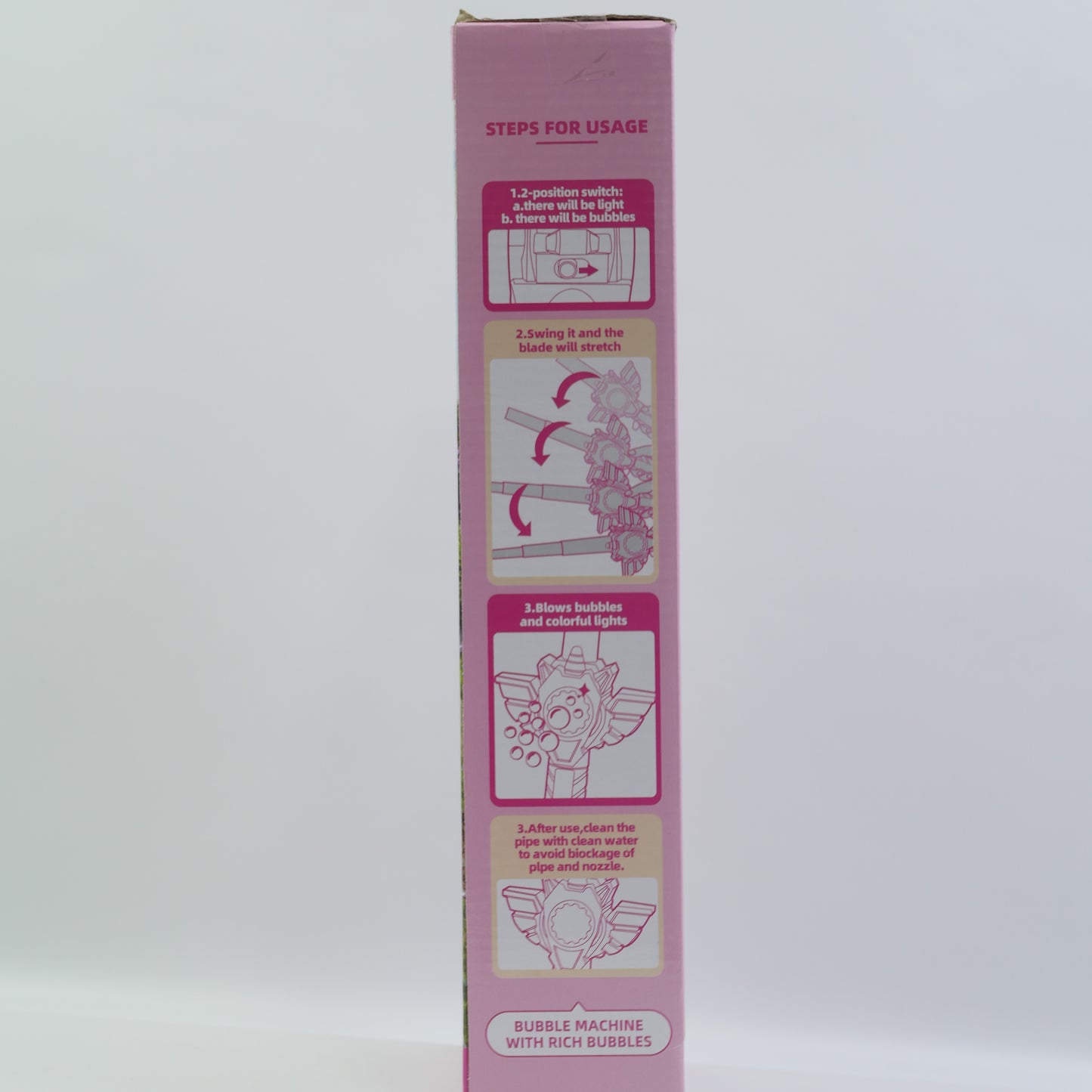 Musical Retractable Bubble Sword - Pink - for Kids