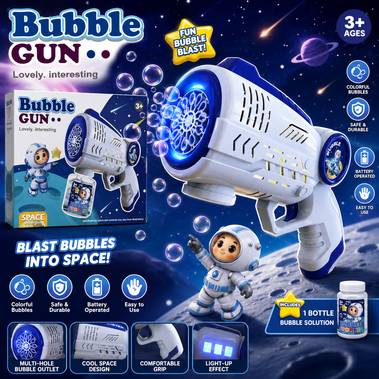 Musical Space Bubble Blaster - Ages 3+