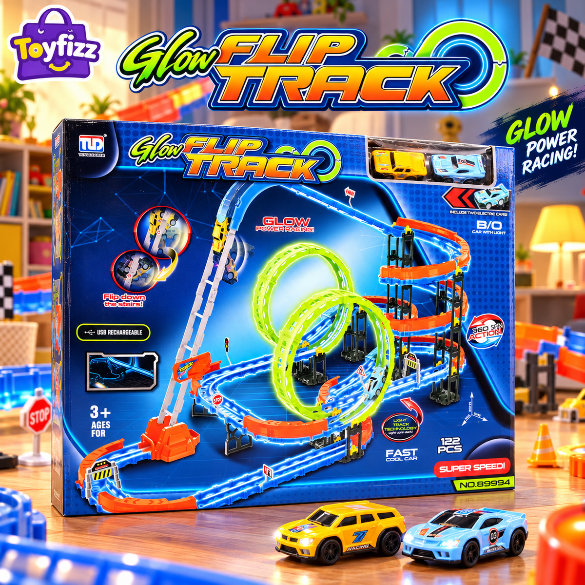 Musical Train Racing Track Play Set - Ages 3+