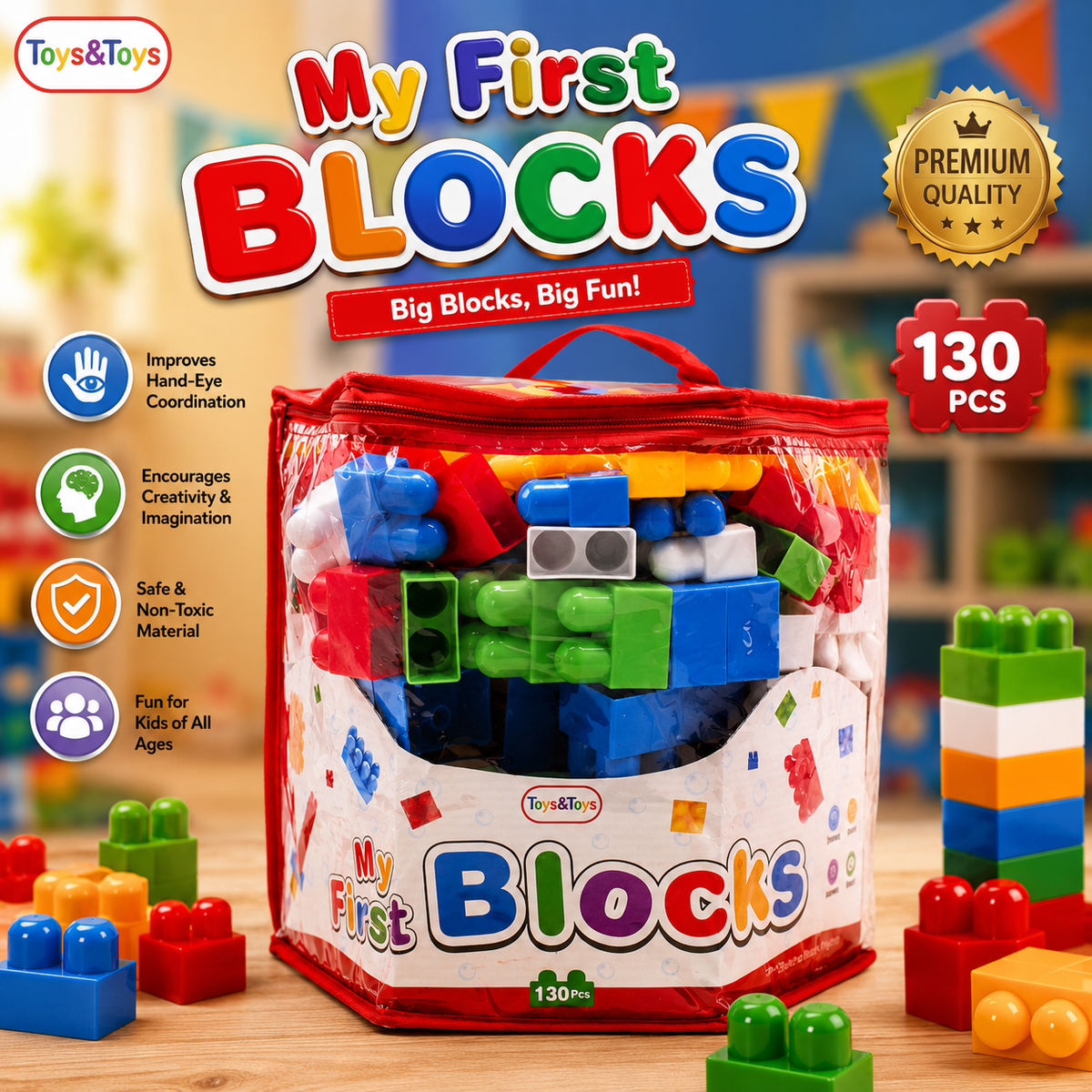 My First Blocks 130 Piece Building Blocks Bag | Toys & Toys