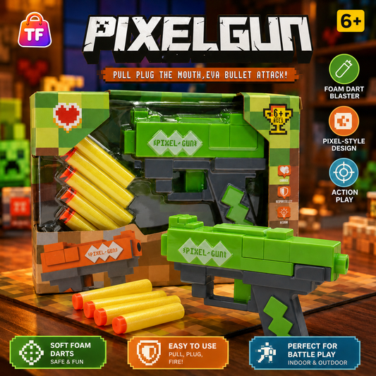 Pixel-Style Foam Dart Blaster - Green - Ages 6+