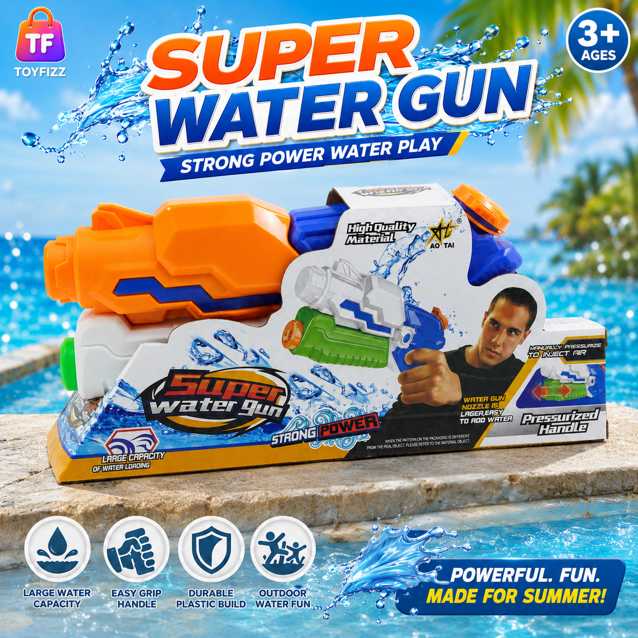 Pressurized Water Blaster - Assorted Colors - for Kids
