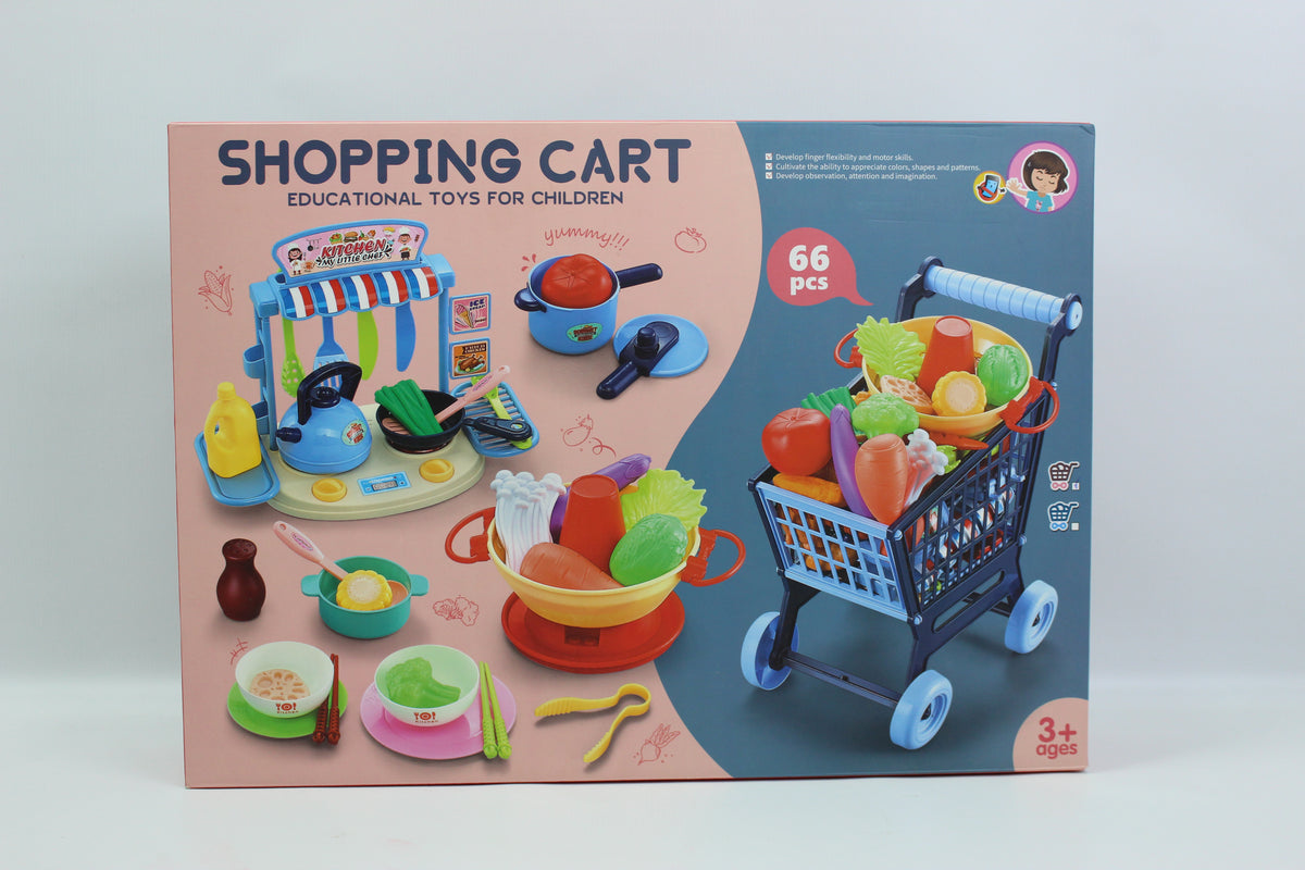 Pretend Play Fruit Shopping Cart Set - Ages 3+