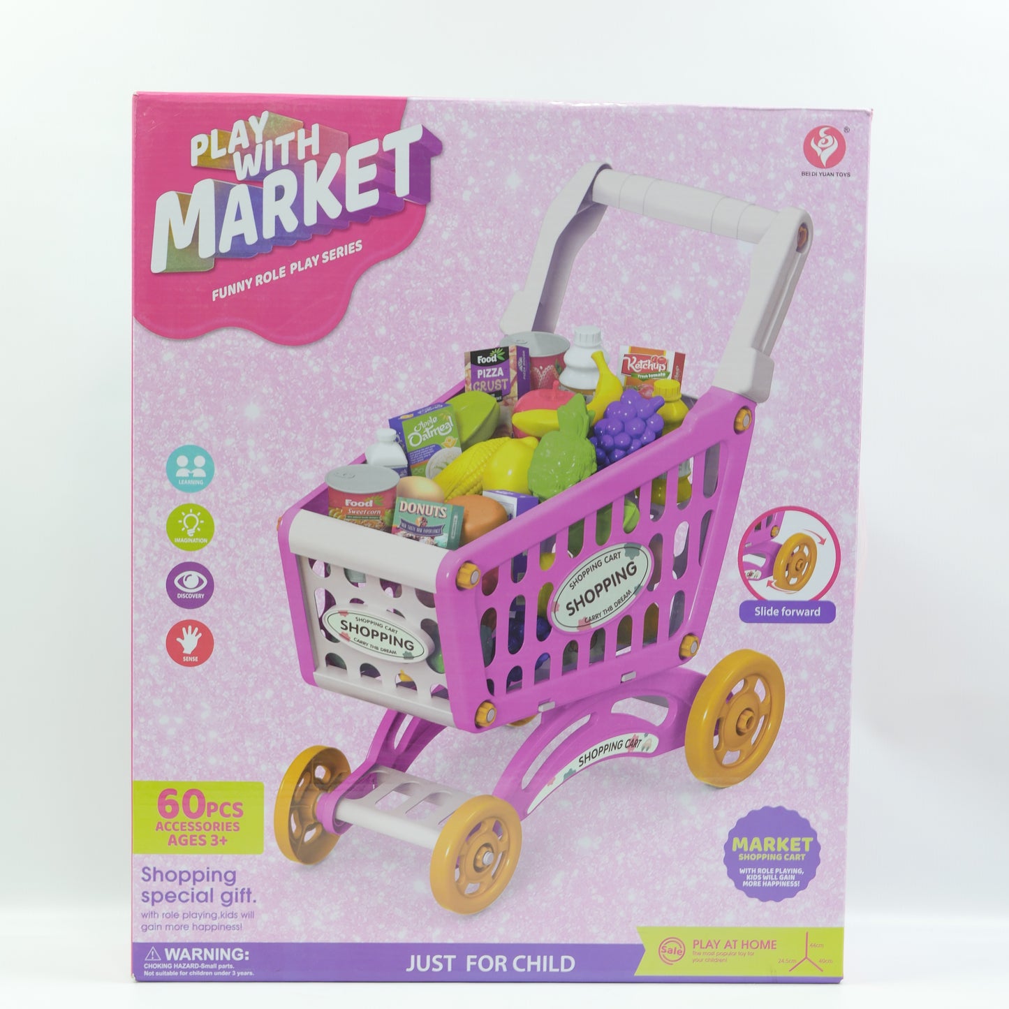 Pretend Play Market Shopping Trolley - Pink - for Kids