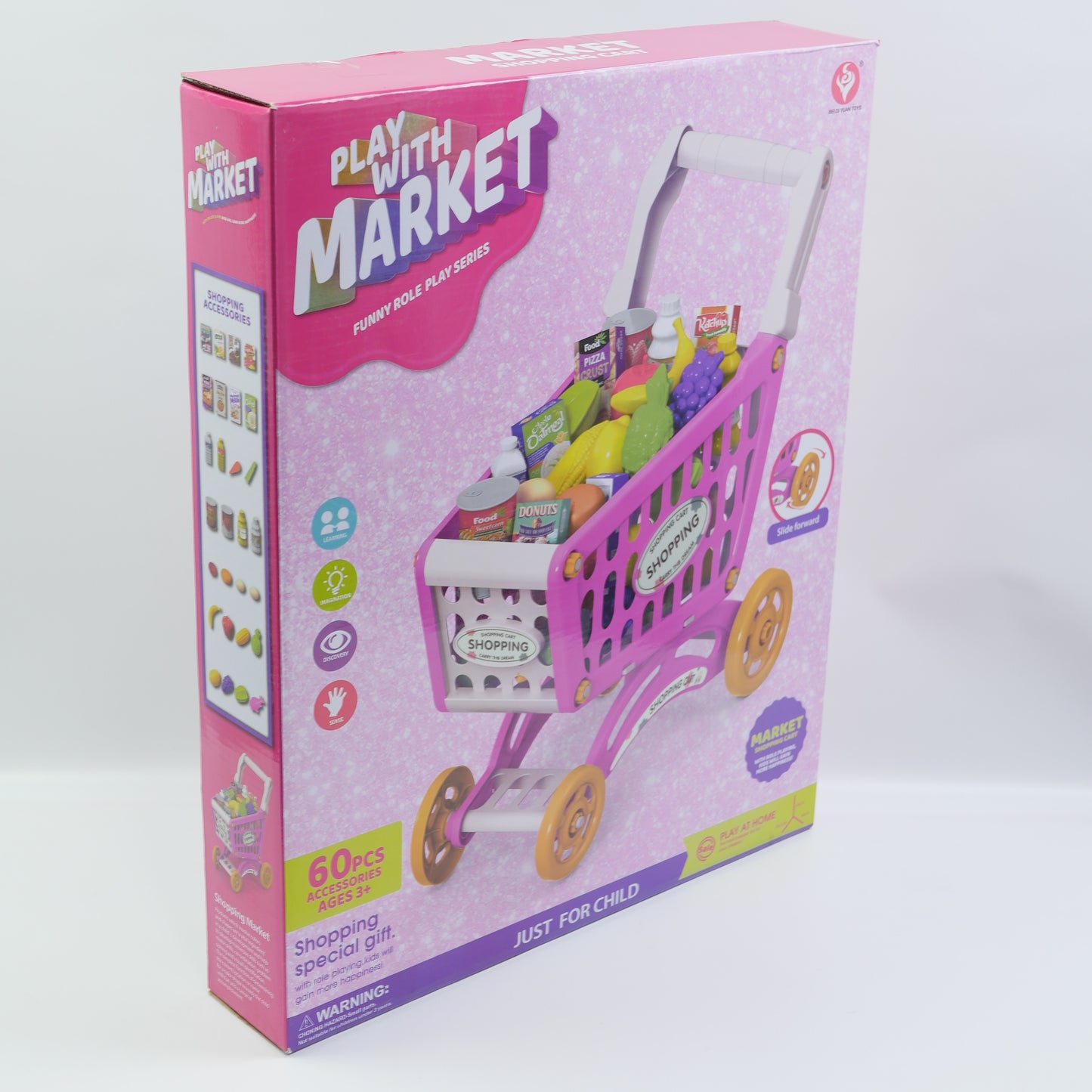 Pretend Play Market Shopping Trolley - Pink - for Kids