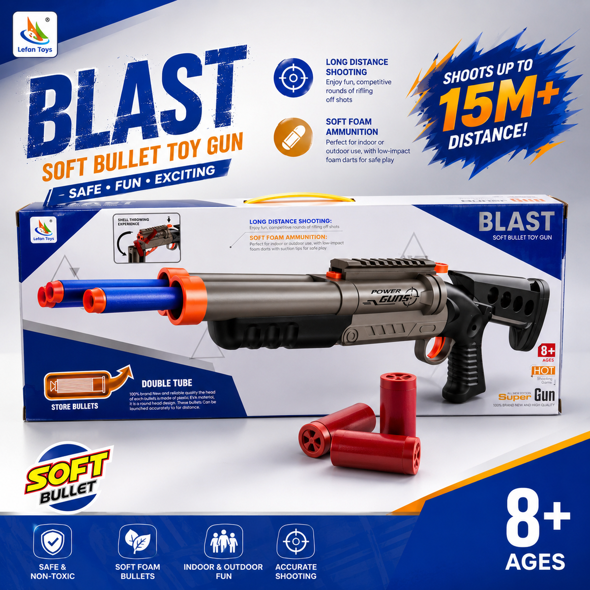 Pump-Action Soft Bullet Blaster - Ages 8+