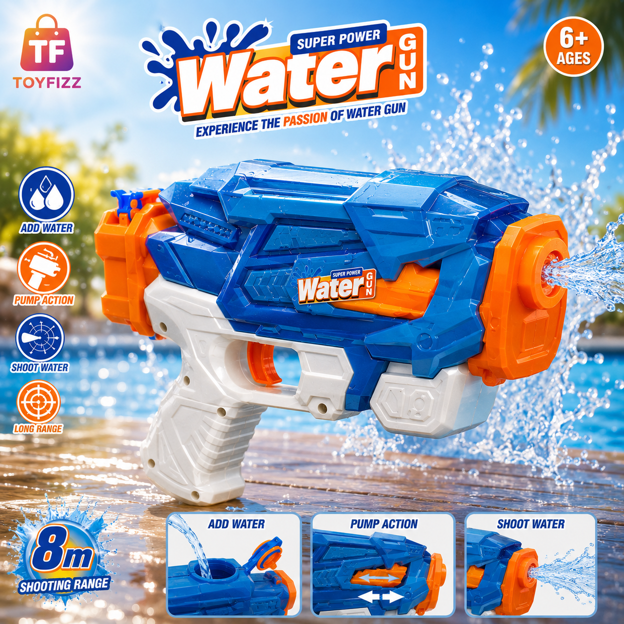 Pump Action Water Blaster - Assorted Colors
