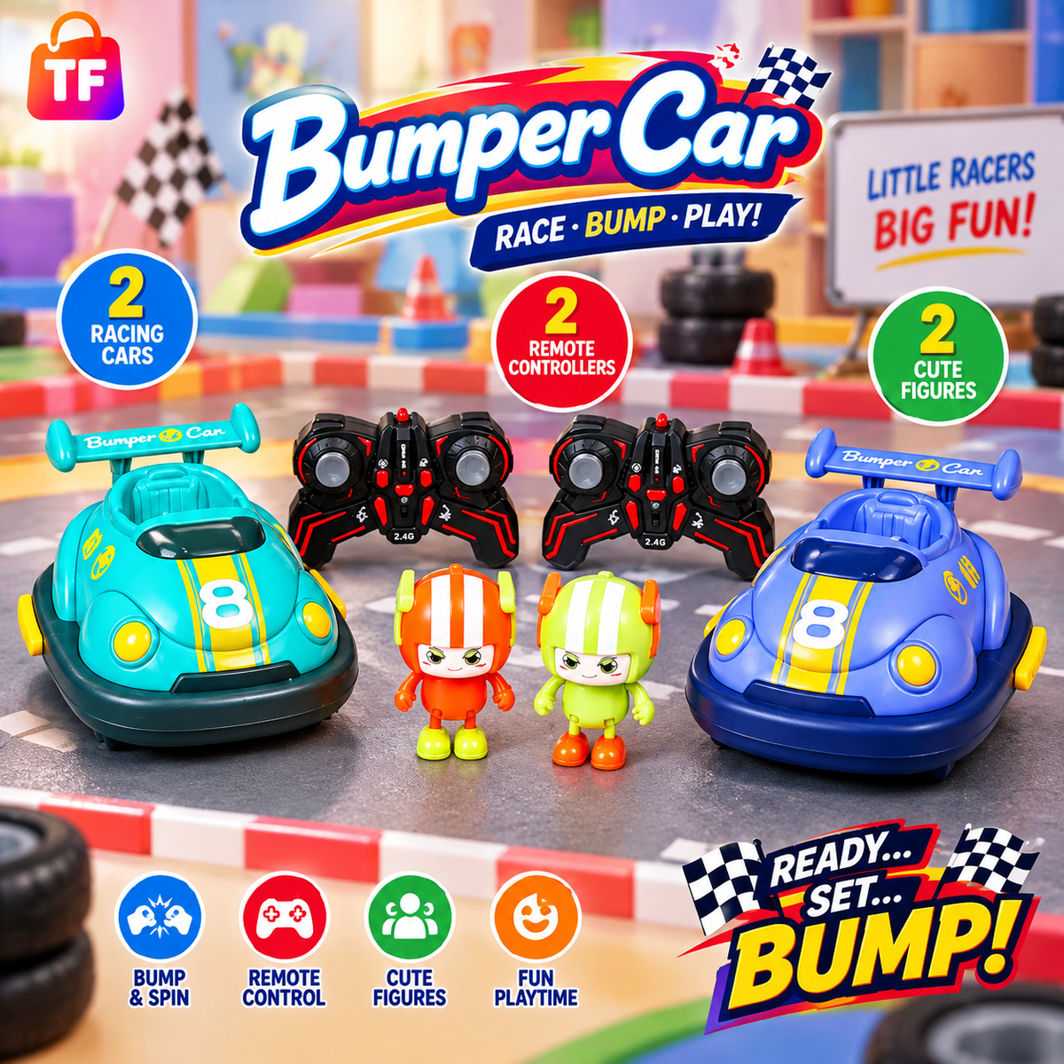 RC Bumper Car Battle Set for Kids