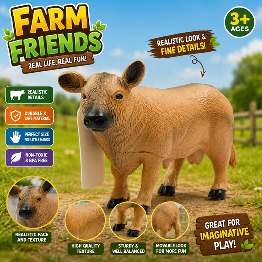 Realistic Farm Cow Animal Figure for Kids