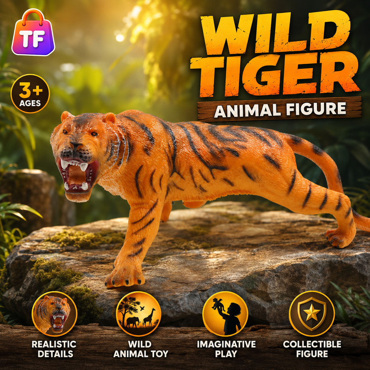 Realistic Tiger Animal Figure for Kids