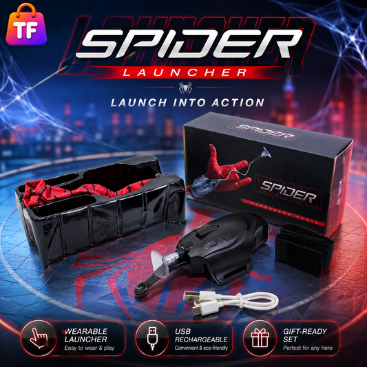 Rechargeable Spider Wrist Launcher Toy with Suction Cup & USB Charging