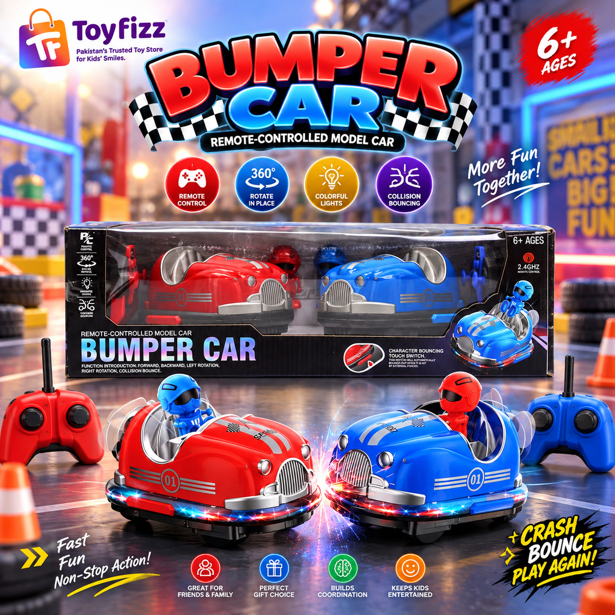 Remote Control Bumper Car Battle Set 2.4G - Ages 6+