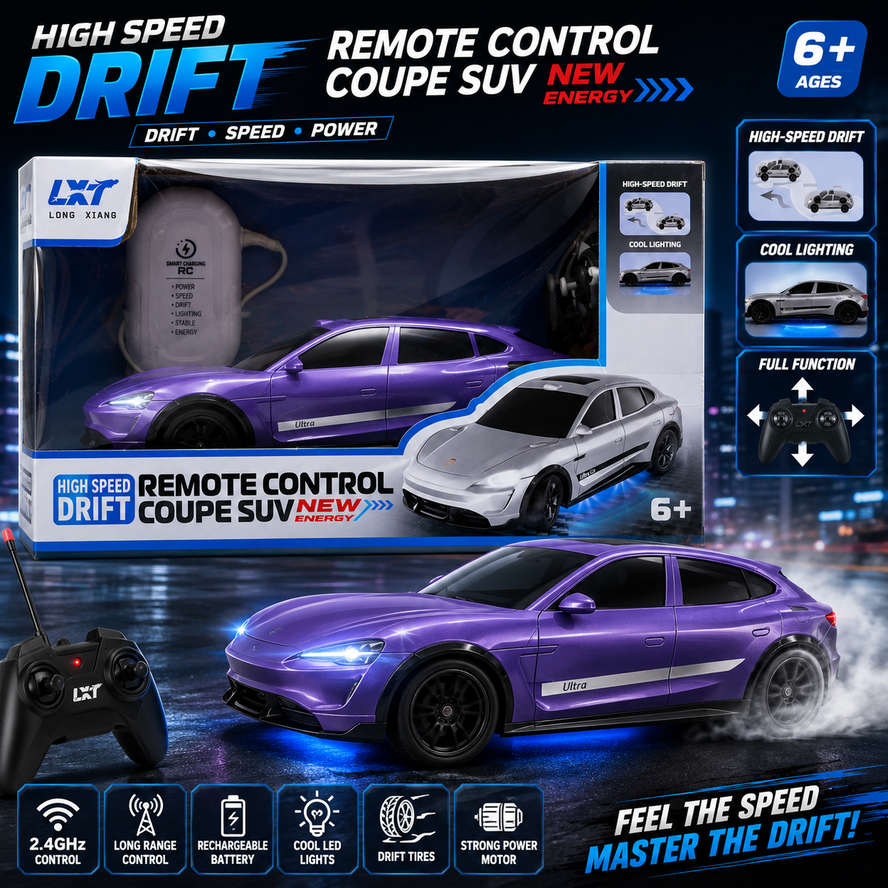 Remote Control Drift Car with Gas Pump Accessory - Ages 6+