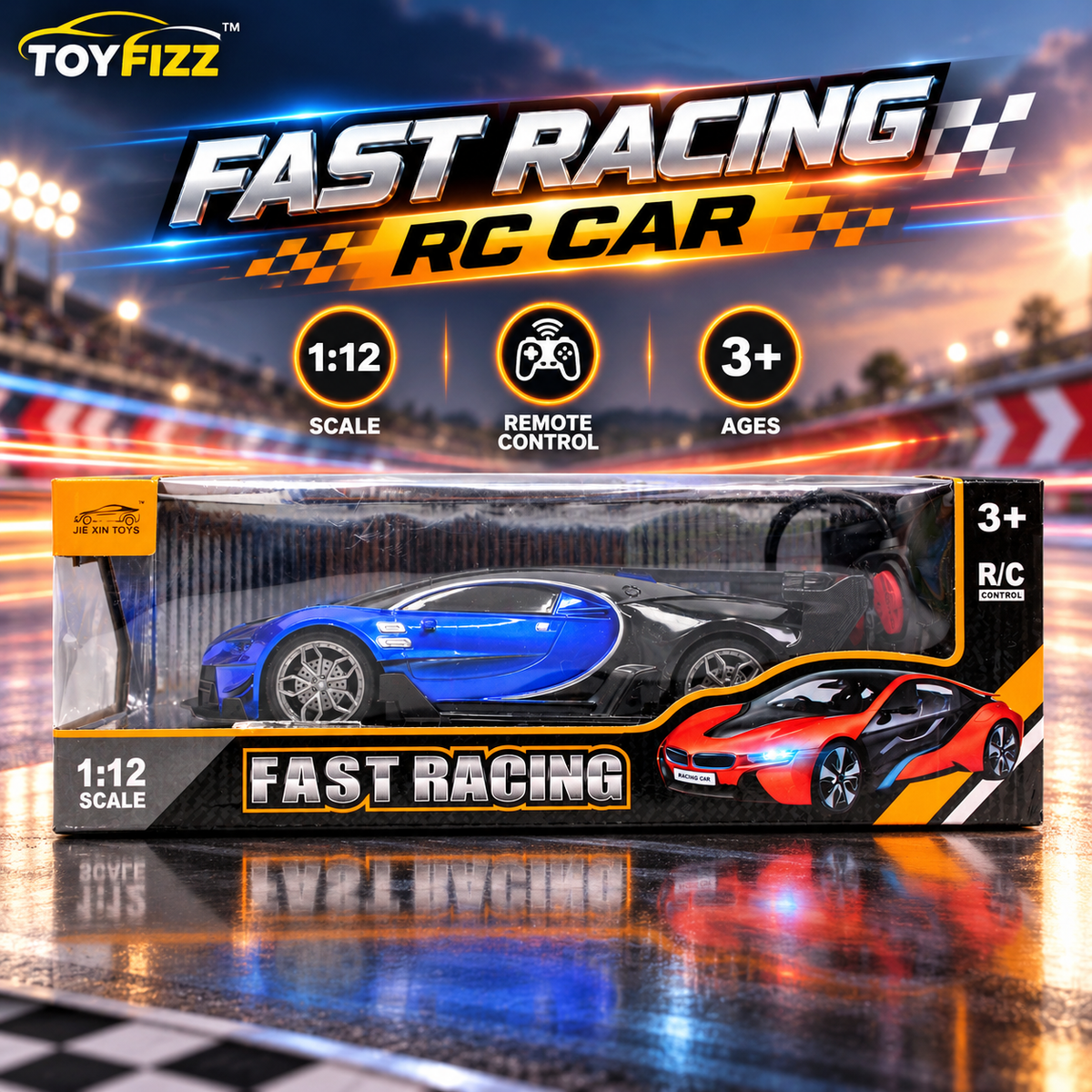 Remote Control Sports Racing Car with USB Cable - Blue - Ages 3+