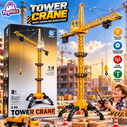Remote Control Tower Crane 1:8 Scale with USB Cable - Ages 8+