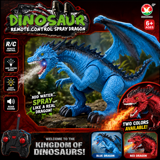 Remote Control Water-Spray Dinosaur with USB Charging - Ages 6+