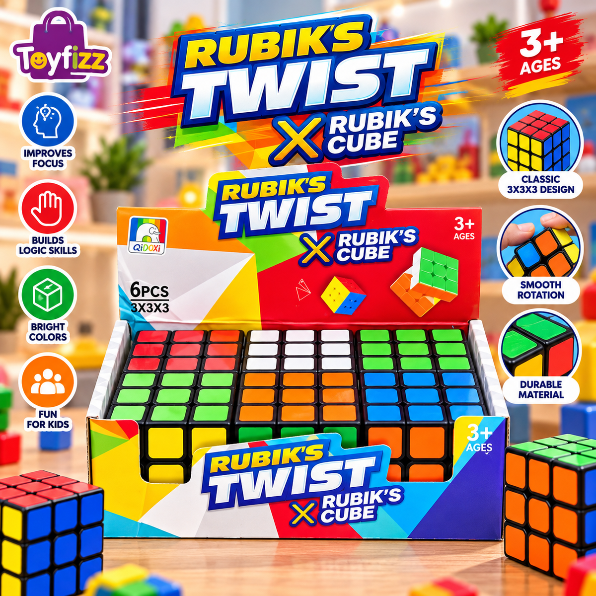Rubik's Twist Magic Cube Puzzle - Ages 3+