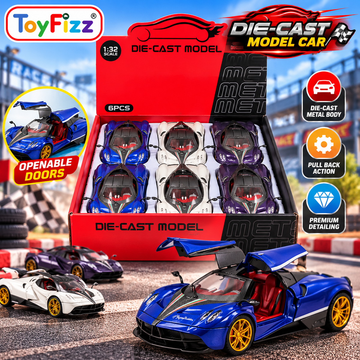 1:24 Musical Pagani Die-Cast Model Car - Assorted Color