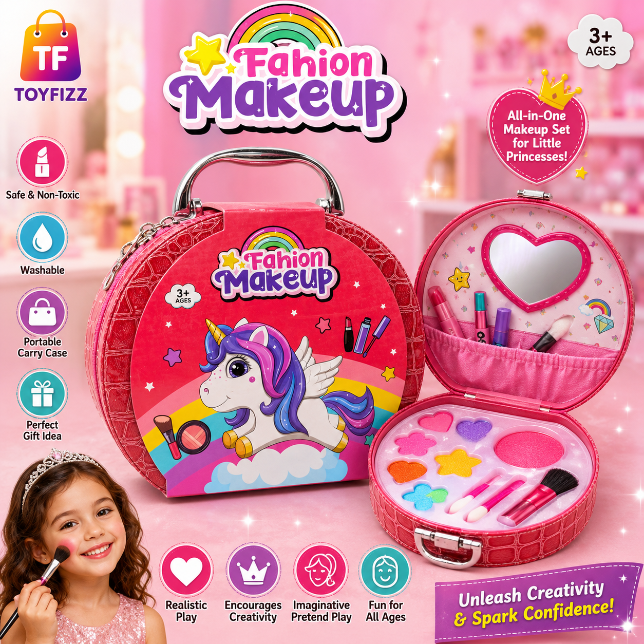 Unicorn Beauty Carry Case Set - Assorted Colors - Ages 3+