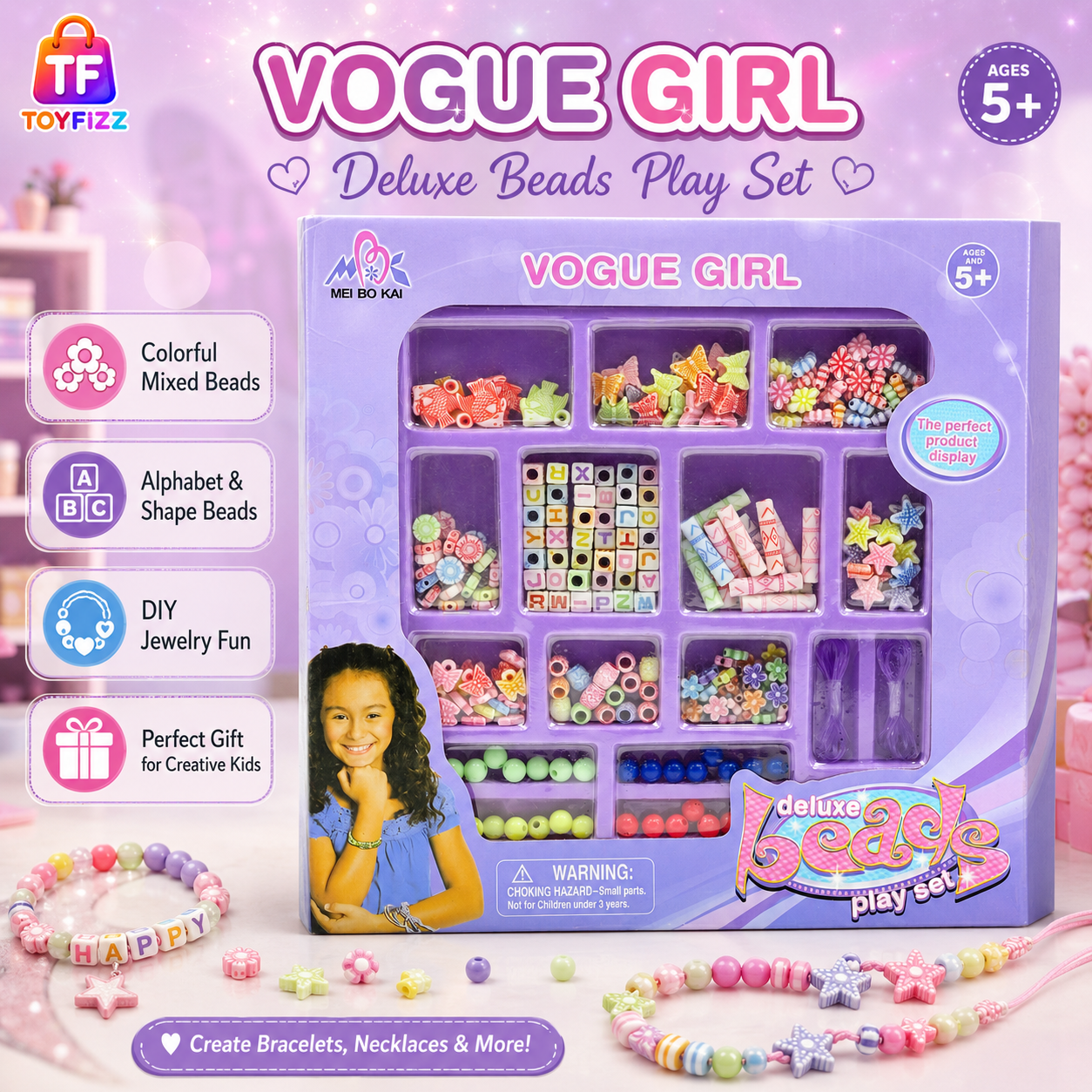 Vogue Girl Bead Jewelry Play Set for Kids