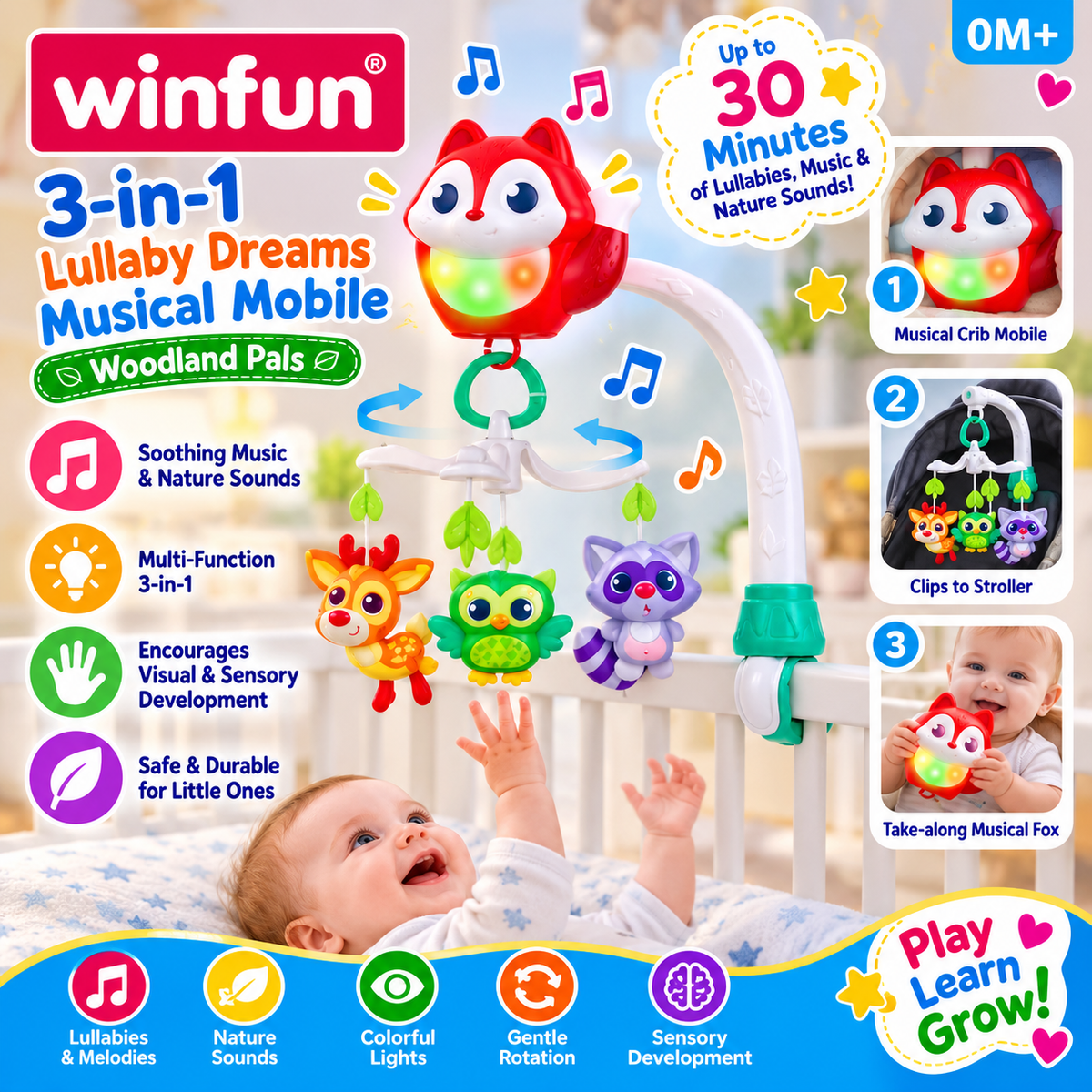 WinFun 3-in-1 Lullaby Dreams Musical Mobile