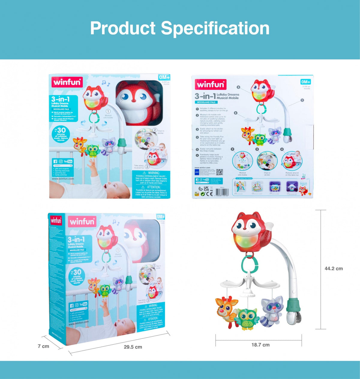 WinFun 3-in-1 Lullaby Dreams Musical Mobile