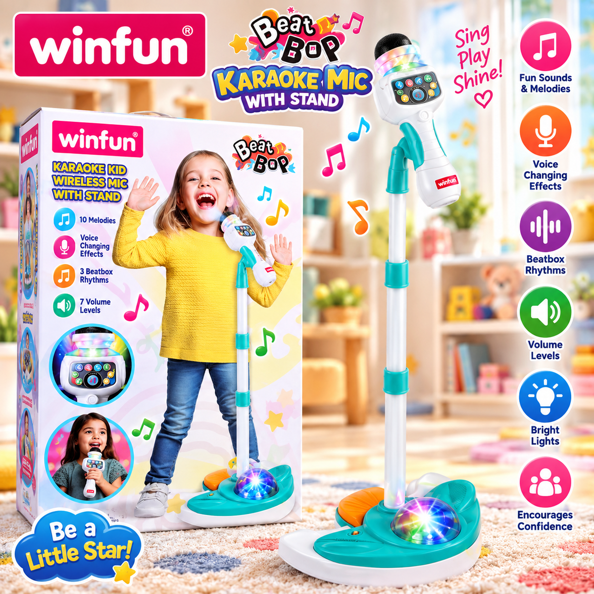 WinFun Kids Wireless Microphone with Stand