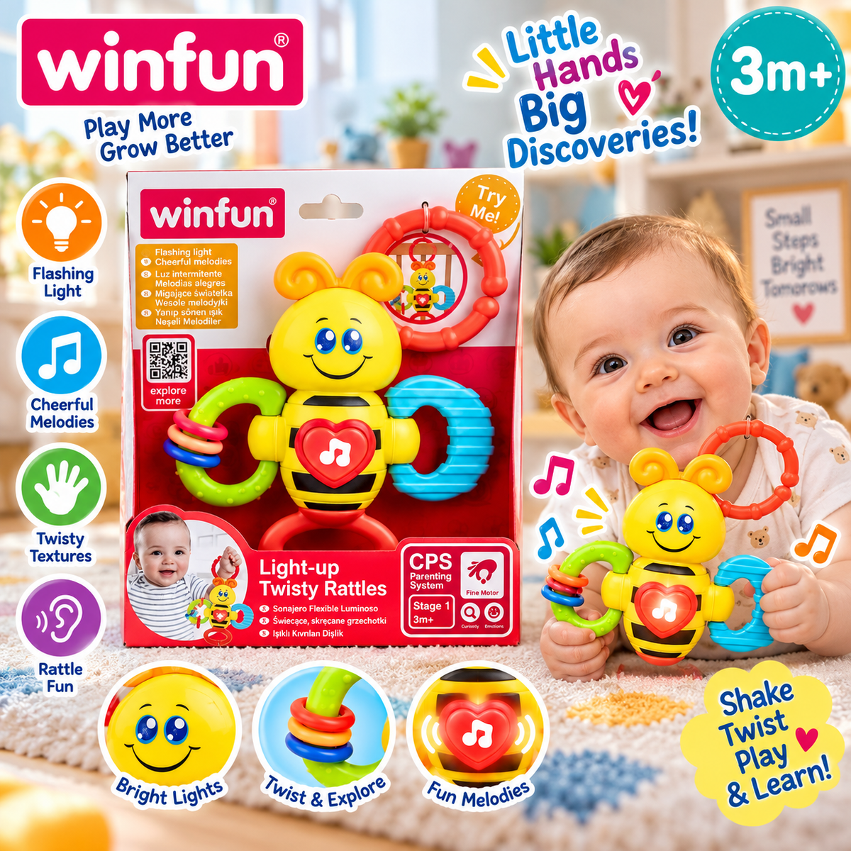 WinFun Light-Up Twisty Rattle Bee