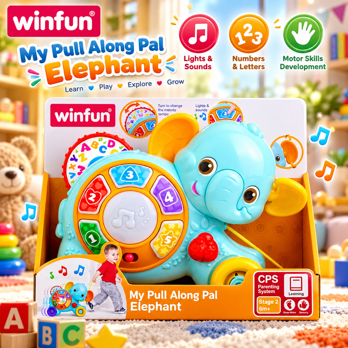 WinFun Pull Along Pal Elephant