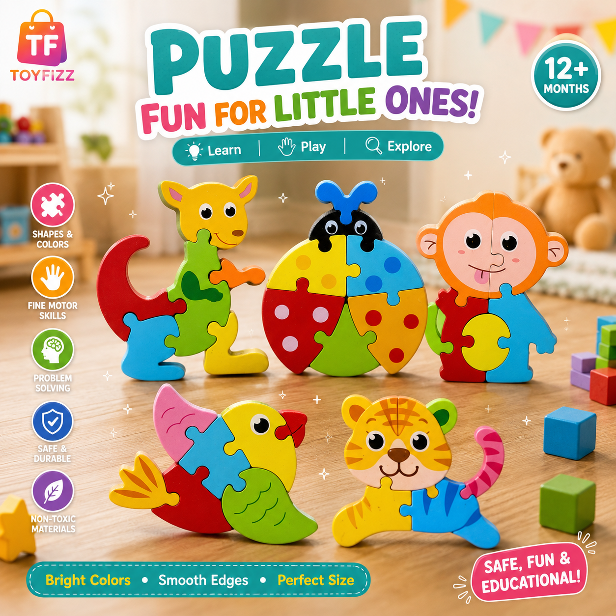 Wooden Animal Puzzle - Assorted Design