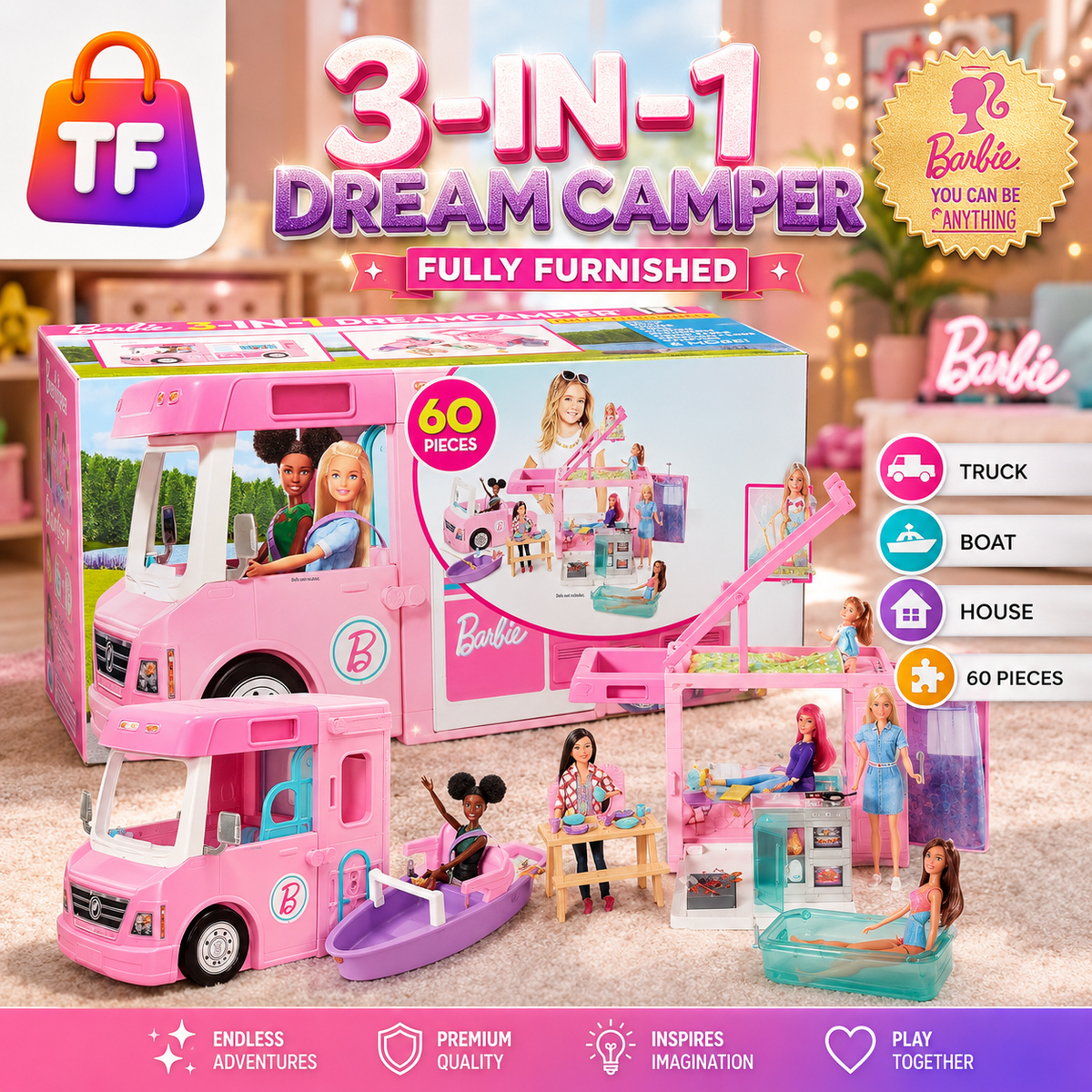 Barbie 3-in-1 DreamCamper Vehicle Playset