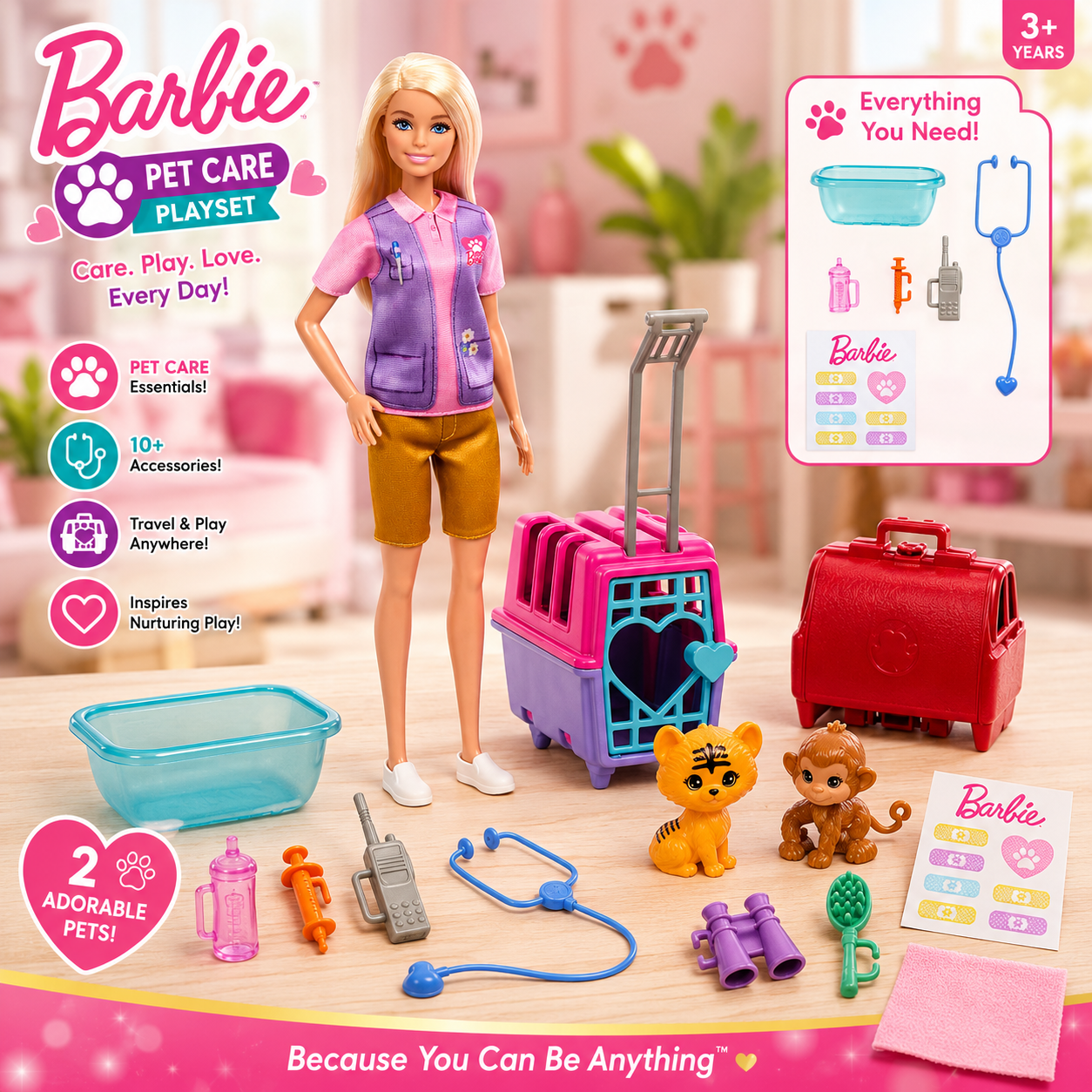Barbie Animal Rescue Fashion Doll with Pet and Accessories