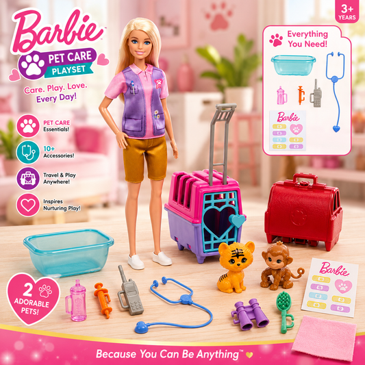 Barbie Animal Rescue Fashion Doll with Pet and Accessories