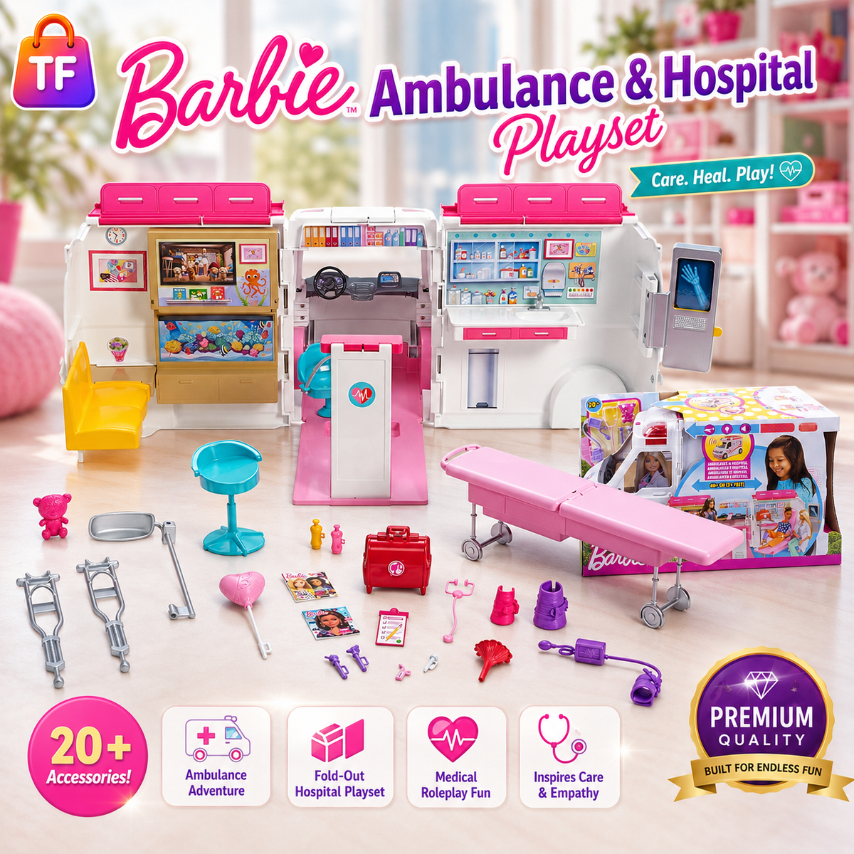 Barbie Care Clinic Rescue Vehicle Playset