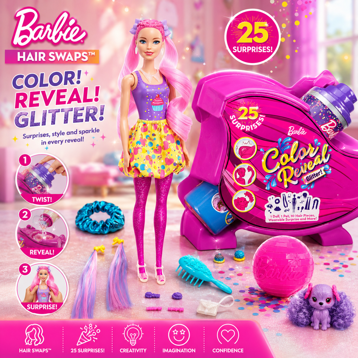 Barbie Color Reveal Hair Styling Playset
