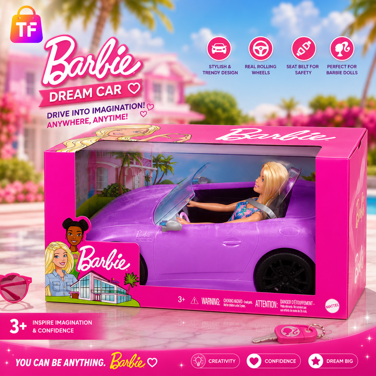 Barbie Convertible Vehicle with Fashion Doll - Blonde