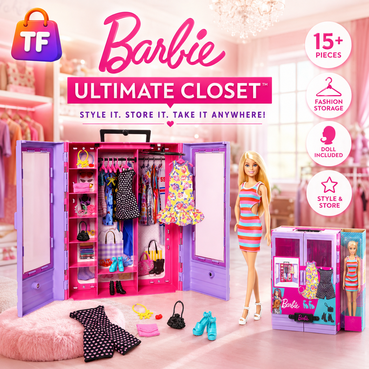 Barbie Dream Closet Playset with Fashion Doll