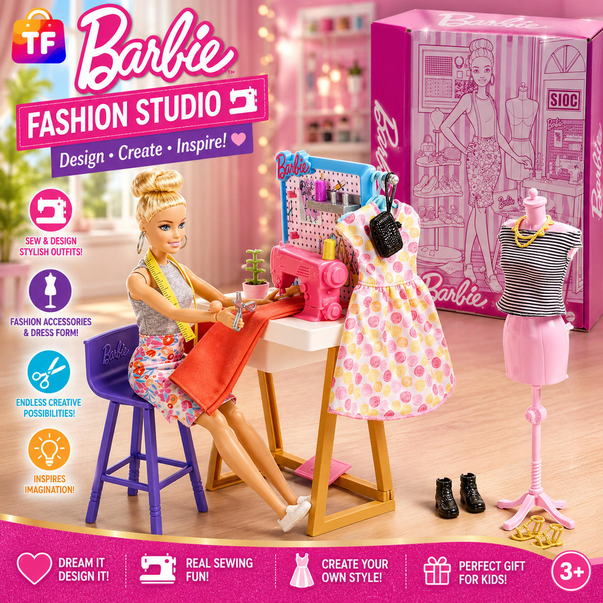 Barbie Fashion Design Studio Doll Playset