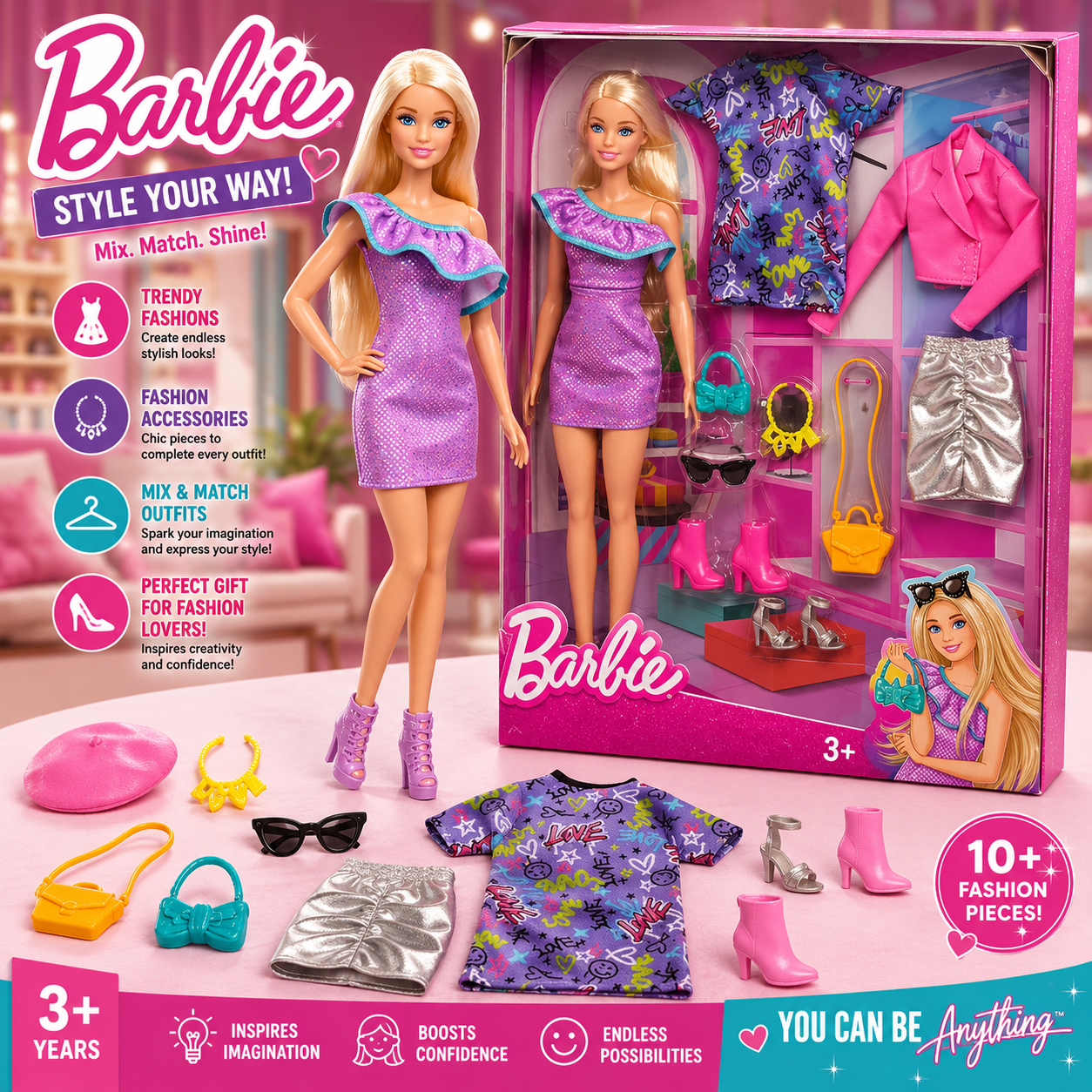 Barbie Fashion Doll and Party Outfit Set