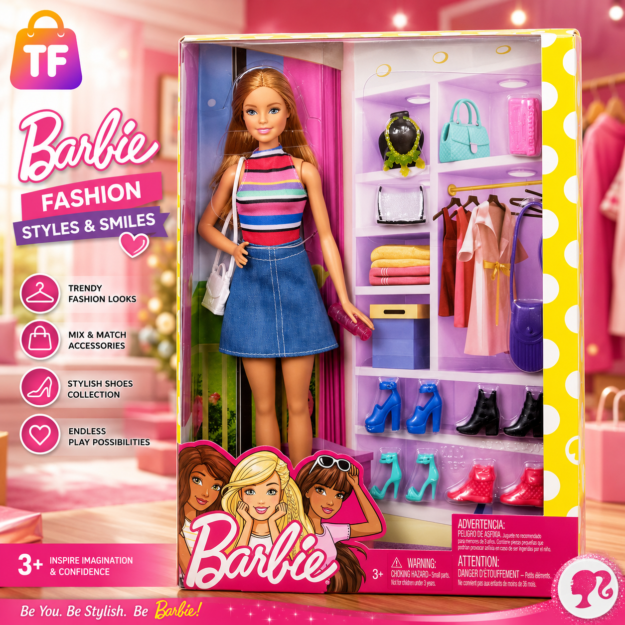 Barbie Fashion Doll and Shoe Accessory Set