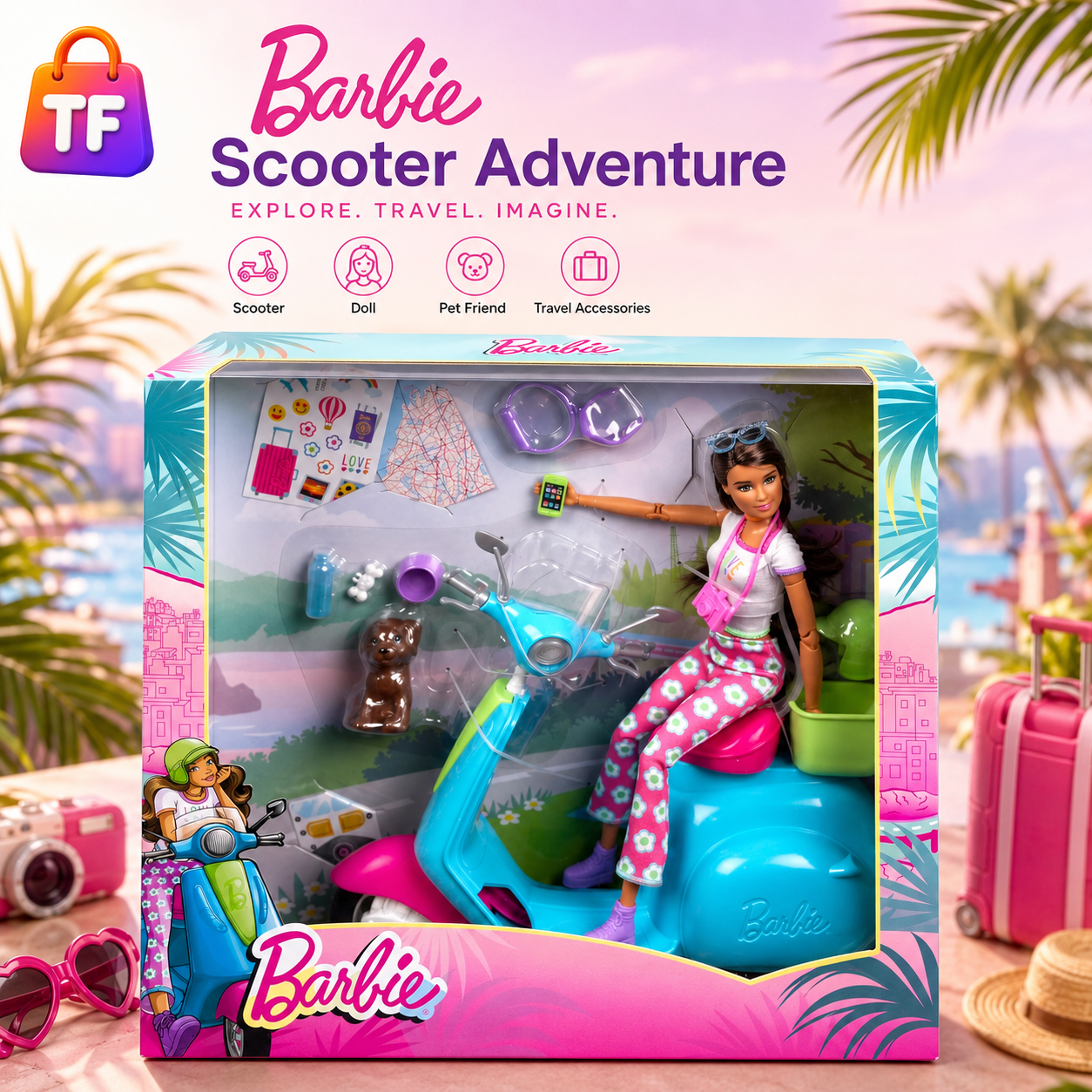 Barbie Holiday Fun Fashion Doll with Scooter