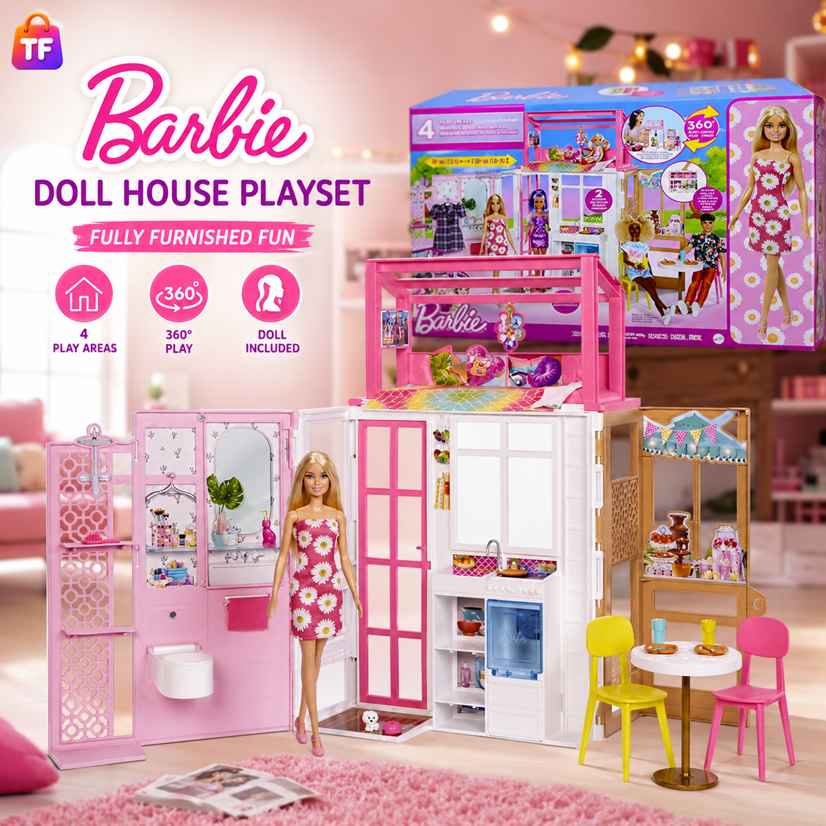 Barbie House Playset with Fashion Doll