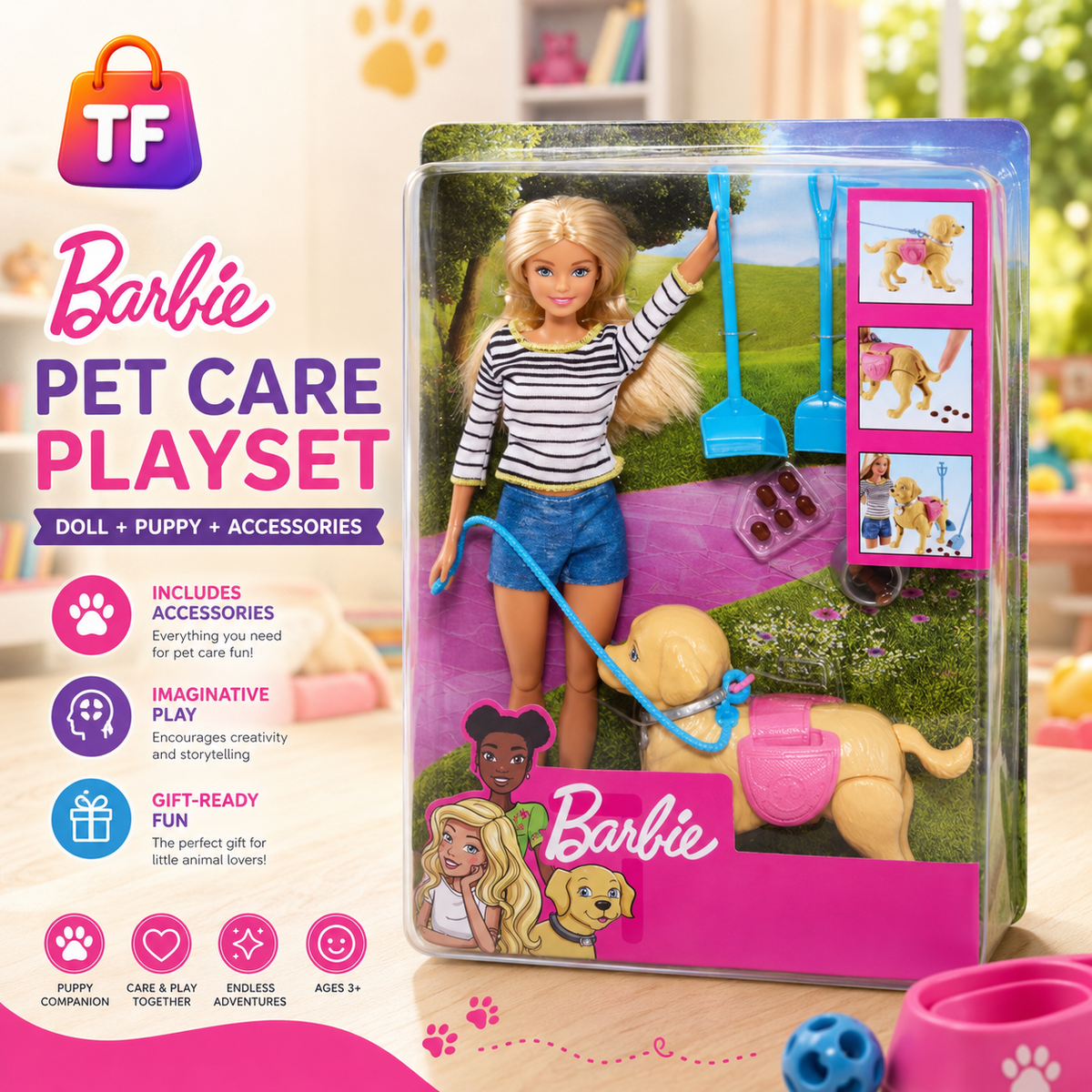 Barbie Pet Care Fashion Doll with Puppy