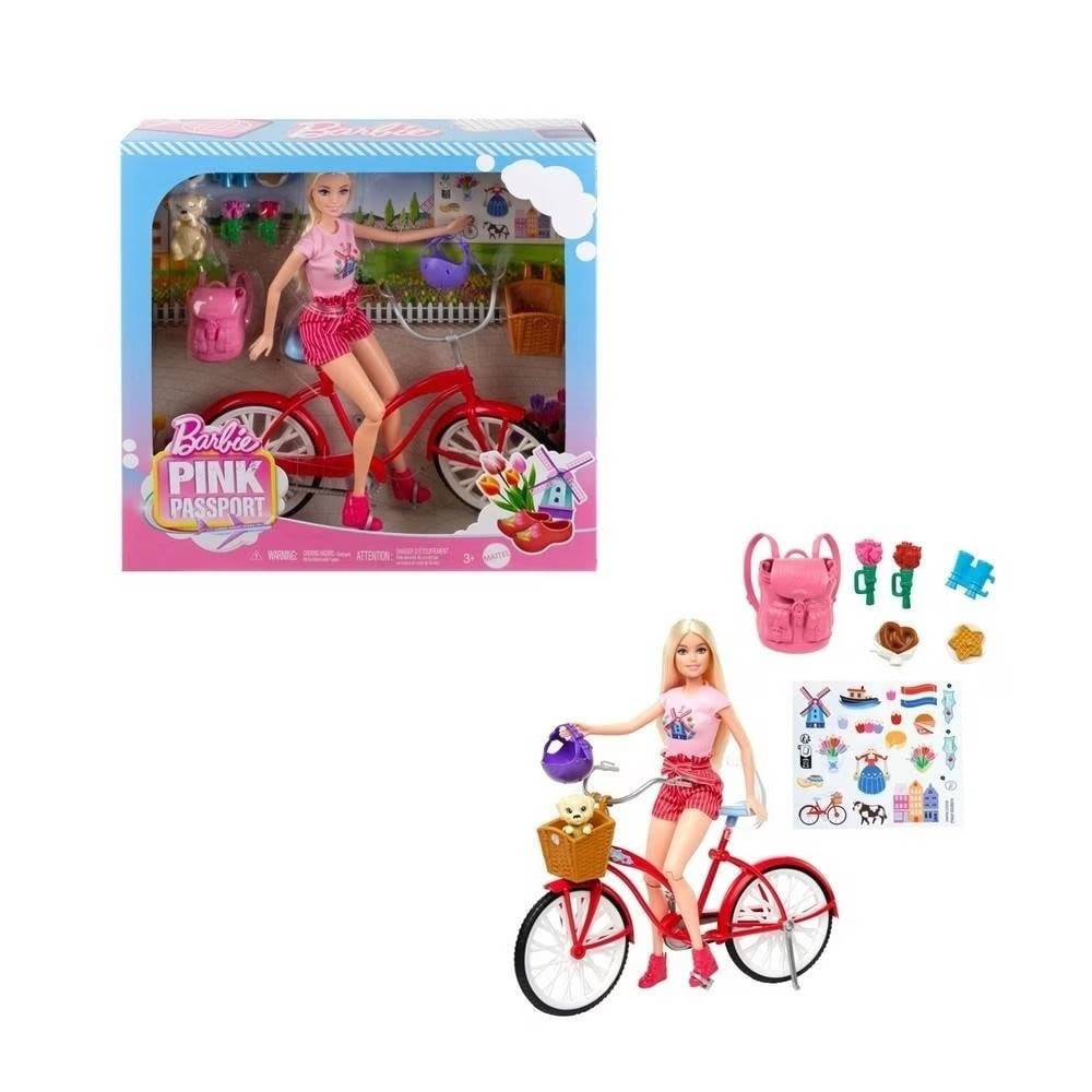 Barbie Pink Passport Bicycle Doll Playset