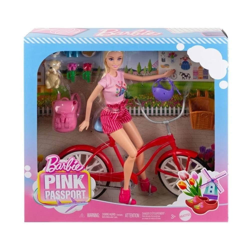 Barbie Pink Passport Bicycle Doll Playset
