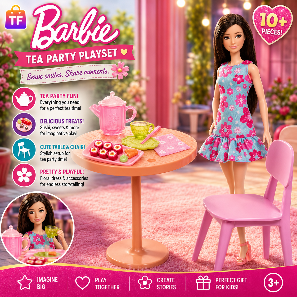 Barbie Pink Passport Japan Café Doll Playset