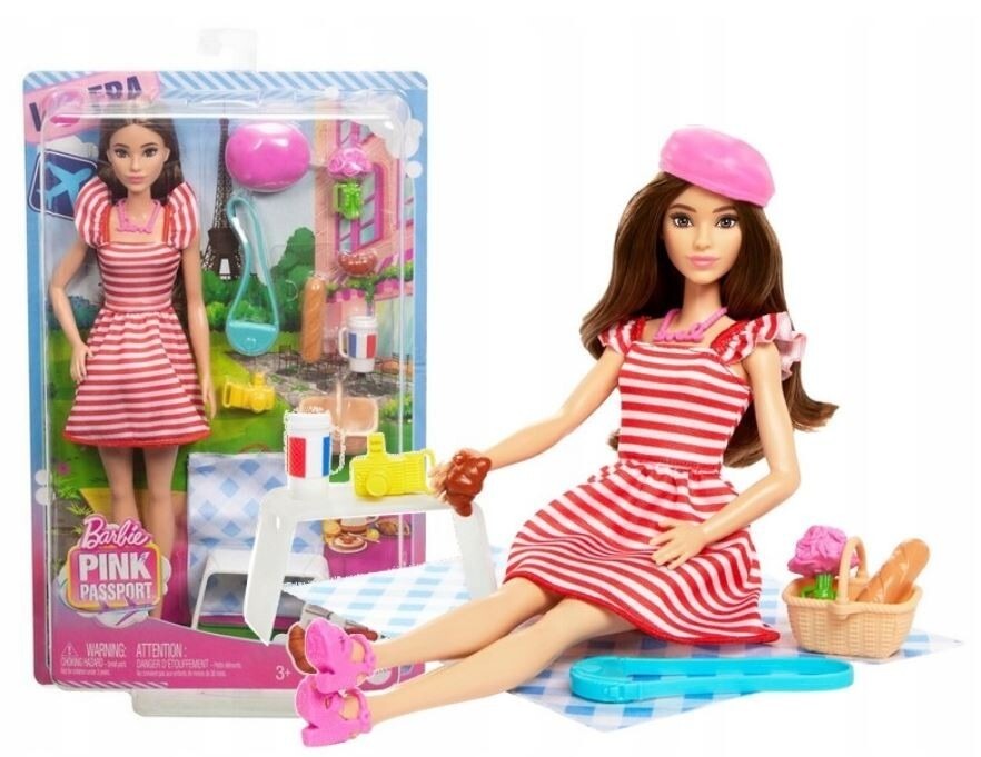 Barbie Pink Passport Paris Travel Doll Playset